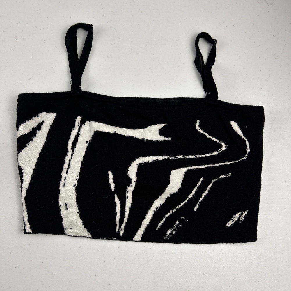 Rehab Lab Soft Black And White Halter/Tube Top Y2K Zebra Size L